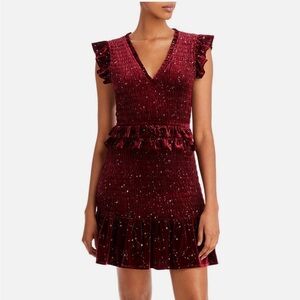 Aqua bodycon burgundy dress - L